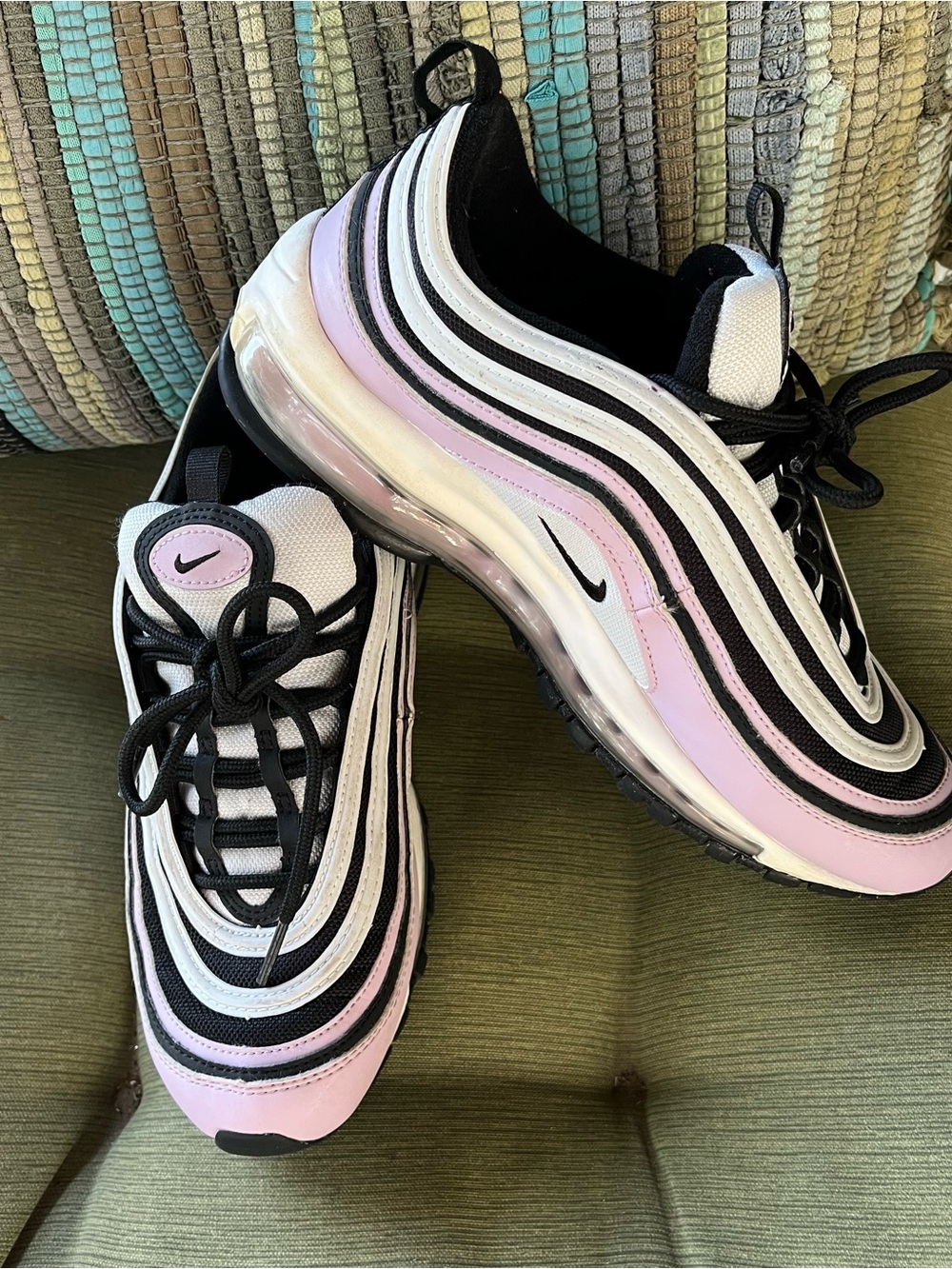 Nike Air Max 97 - Pink, White & Black Wave Design 7yr - 8.5 women’s